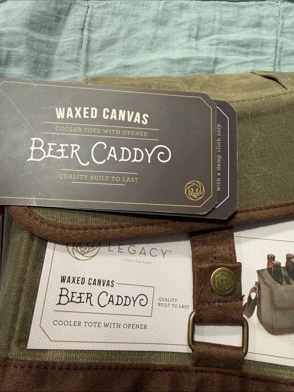 Legacy Waxed Canvas Duffel Beer Caddy - Olive and Brown